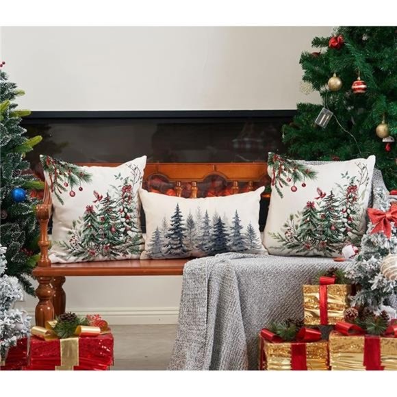 Set of 2 Christmas Pillow Covers 18x18 Inch |  Christmas Tree Decorative - Picture 5 of 7